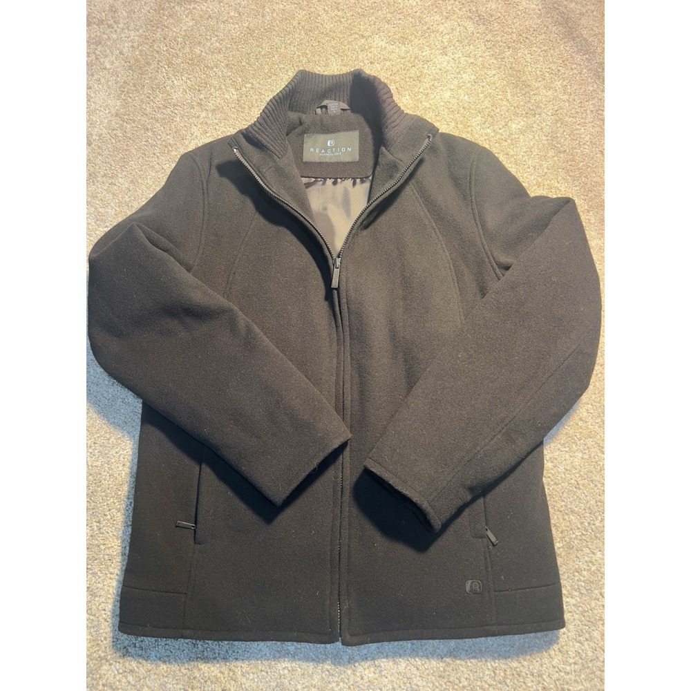 Kenneth Cole Reaction Men's Black Zip Lined Jacket Notch Collar Size Small